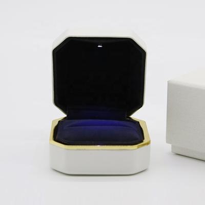 China Gift & Craft Best Price PU Leather Packaging Blank Led Light Jewelry Ring Box for sale