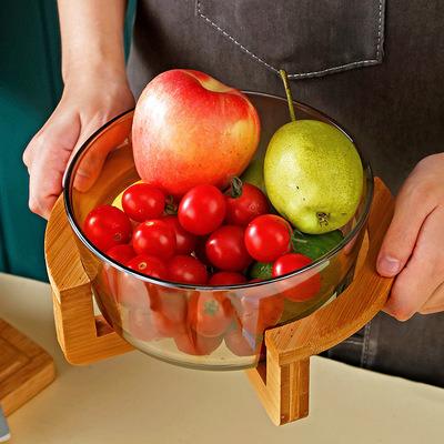 China Viable Fruit Bowl Fruit Bowl Living Room Salad Bowl Snack Dish Nordic Bamboo Low Glass Home Simple Fruit Bowl for sale