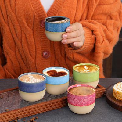 China Viable Japanese pottery raw kiln in creative simple retro Kung Fu Tea Set Tea Cup Mug Espresso Cup Wholesale for sale