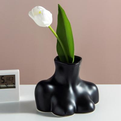 China Modern Ceramic Body Minimalist Nordic Creative Vase Human Body Flower Insert Artist Residence Decorative Ornaments Dry Home Decor for sale