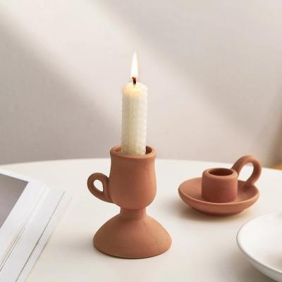 China Minimalist Vintage Wedding Candlestick Holder Ornaments Photography Home Decoration Jewelry Stand Tea Light Ceramic Candle Holders for sale