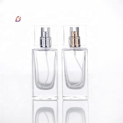 China Fashion Cosmetic Empty Glass Perfume Toner Spray Bottle Square Tester 30ml 50ml for sale