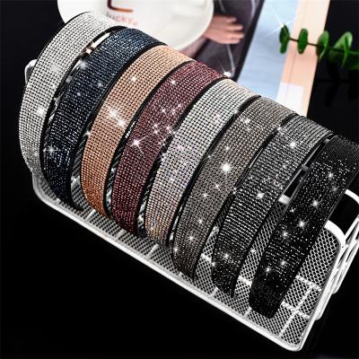 China / Women Bling Crystal Rhinestone Headband Plastic Hair Band Headbands Non-slip Hard Hair Accessories for sale