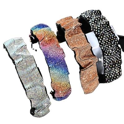 China / 2023 Summer New Diamond Wrinkle Colorful Hair Band Headband Wash Bling Crystal Face Hair Flashing Band For Women for sale