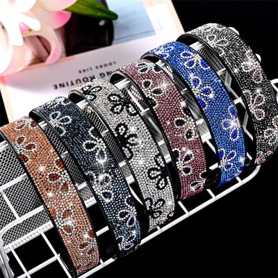 China / 2023 Korean crystal wide edge hair circle diamond hair band fashion women's non-slip bling headband hair accessories for sale