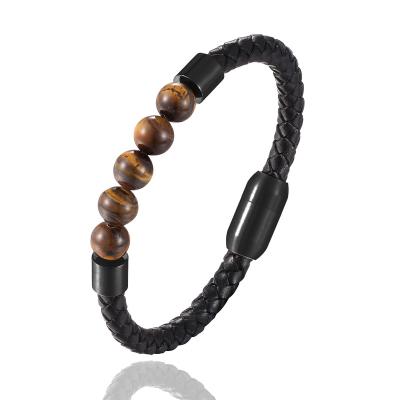 China CLASSIC Wholesale Trend Bracelets Magnetic Engraved Braided Men's Bracelets Leather Wrap Jewelry Bracelet for sale