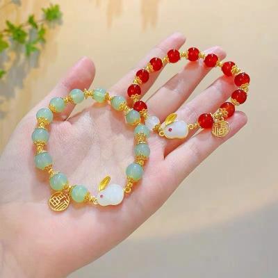 China 2023 New Trendy Fashion Jewelry Birthday Gift Safety Lucky Bead Jewelry Rabbit Bracelets Bangles for sale