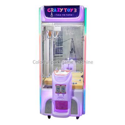 China Crazy Toys 3 Prizes Crane Claw Coin Operated Vending Machine with CE Certification for sale