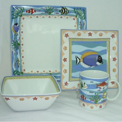 China Disposable Factory Porcelain Disposabl Square 16Pcs Modern Ceramic Dinnerware Set for sale