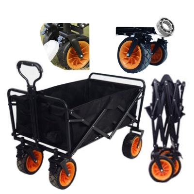 China RVDAYS 80kgs Steel Round Pipe All Terrain Wheels Folding Cart Folding Camping Trolley Cart Platform Cart for sale