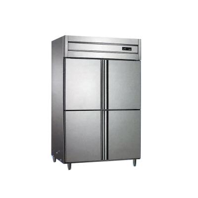 China Double-temperature 4 door fan cooling 2 temperature 2-8 C -12 -18C vertical cold freezer fridge buffet showcase for sale