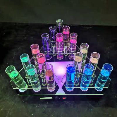 China Custom Acrylic Candle Holder RGBW Color Changeable Led Acrylic Shot Glass Holder Tray For Bar And Hotel for sale