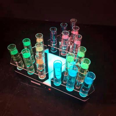 China Custom Acrylic LED Candle Holder Cup Holder Plastic Rechargeable Colorful Illuminated Instant Cup Holder Cup Display Stand For KTV Bar for sale