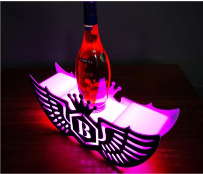 China Wholesale Free Logo Customized Acrylic Candle Holder GlowDisplay LED Lighted Champagne Bottle Glorifier Presenter Display Butterfly Wine Rack for sale