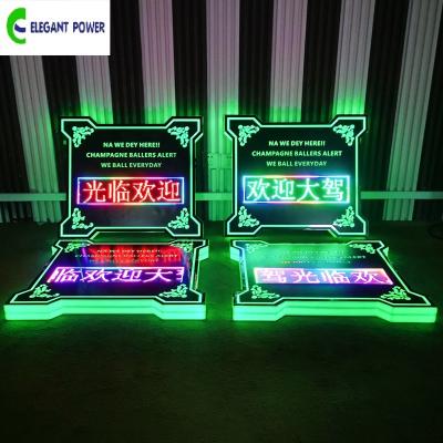 China Custom Acrylic Program Sign LED Rechargeable Digital Candle Holder Interchangeable Letters Board Shield For Night Club Bar Lounge Party for sale