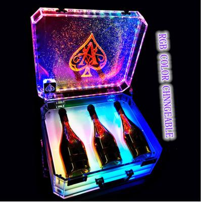 China Excavator VIP Bottle Carry Case Custom Acrylic Color Customer Candle Holder Ace Changing Box For Night Club for sale