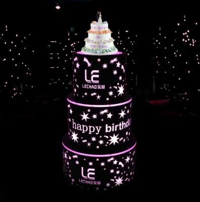 China Custom Acrylic Candle Holder Logo Nightclub Champagne Bottle Presenter Happy Birthday LED Cake Glorifier Display VIP for sale