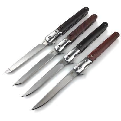 China Wholesale Hot Selling Subtle Folding Wooden Handle Knife Blade Liner Lock Yangjiang Knives Pocket Knife for sale