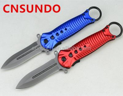 China Camping Knife 440 Stainless Steel Blade Metal Handle Finish Pocket Knife Butterfly Knife Titanium Folding Blade Knife for sale