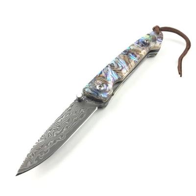 China Shell Non-variable handle wholesale knives collection boutique manufacturer Yangjiang Damascus steel folding pocket knife for sale