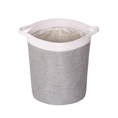 China Modern Toy Organizer Portable Washable Storage Bins Cotton Canvas Round Box Collapsible Laundry Basket for sale