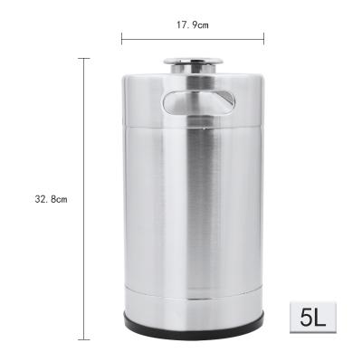 China Eco - Friendly 5 Liter Flat Bottom 304 Stainless Steel New Mini Empty Draft Beer Keg for sale