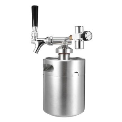 China Cold beer house brew container 64oz /128oz stainless steel beer keg mini 2 l shaker with spear and screw cap for sale