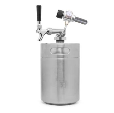 China Beer passivated stainless steel single wall homebrewing 5L mini beer keg with CO2 tapping system for sale