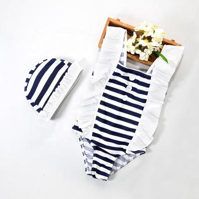 China Breathable Children's One Piece Swimsuit With Solid Color Stripes Customized Kids Swimwear for sale