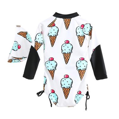 China Sun Protection Long Sleeve Cartoon Pattern Children's Eco-Friendly Swimsuit One Piece Custom Swimsuit for sale