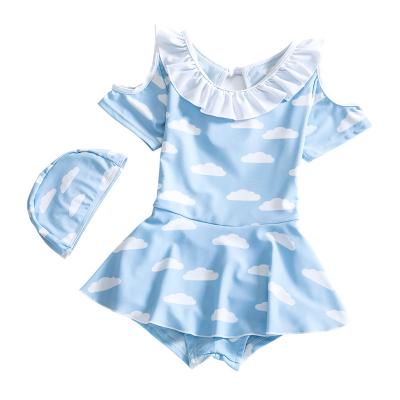 China Small Cloud Print Sunscreen Eco-Friendly Cute Children's Design One-Piece Swimsuit Big Swimsuits for sale