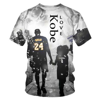 China Full QUICK DRY Custom Printed Mentality Forever Digital Number 24 8 Summer Mamba 3D Printing T Shirt Kobe Bryant Kobe Bryant T Shirt for sale