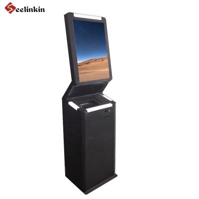 China Indoor Kiosk 22 Inch Card Ticket Query Passport Reader Scanner Customer Solution Machine Manufacturer Airport Individual Hotel Check In Kiosk for sale