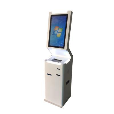 China Indoor Self Service Interactive Touch Screen Airport Hotel Restaurant Hotel Check In Kiosk with Passport Reader and Card Dispenser for sale