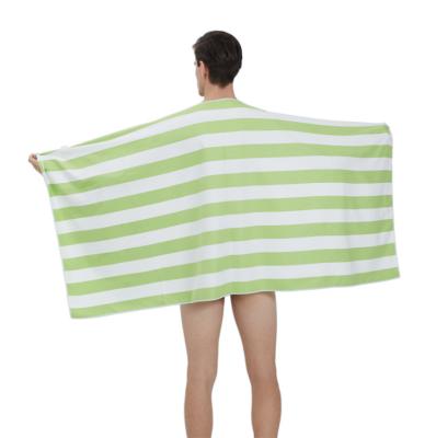 China 100 Viable Custom Made Green And White Cotton Beach Towels Stripe Hotel Pool Towels for sale