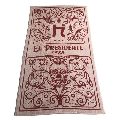 China Sustainable Beach Towel 100% Cotton Terry Cloth Pool Beach Towel Custom Design Double Side Jacquard Towel for sale