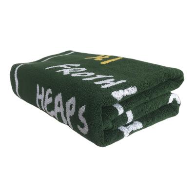 China New Viable Desgin Full LOGO Jacquard 80*160cm Cotton Bath Towel Large Size Gift With Tassel for sale