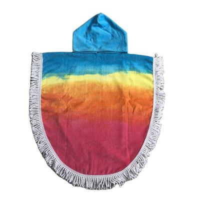 China Hot Selling Eco-friendly Cartoon Printed Beach Poncho Children Hooded Beach Towel Kids Bath 100 Cotton Cotton With Tassal à venda