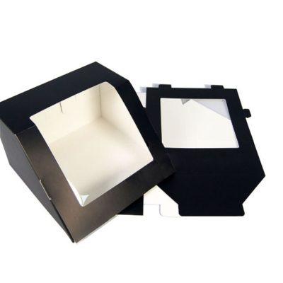 China Custom Recyclable Wholesale Black Matt Transparent Window Hat Box for sale