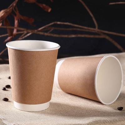 China Recyclable Disposable Biodegradable Double Paper Eco-Friendly Takeaway Coffee Cup Customized Simple Design 12oz 16oz Cup for sale