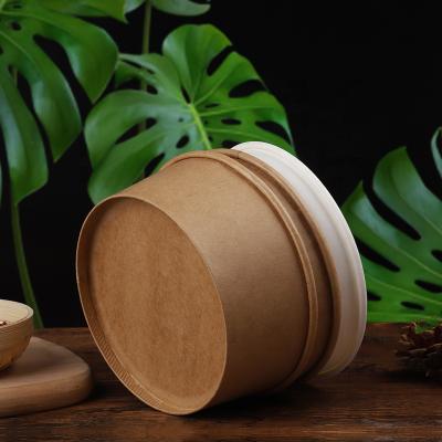 China High Quality Oil-Resistant Food Take Out Salad Bowl With Lid Food Grade Kraft Paper Food Container for sale