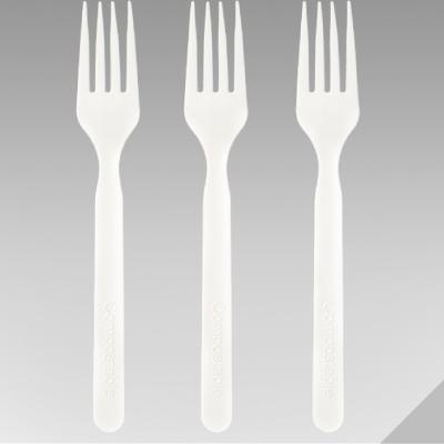 China Disposable Biodegradable Corn Starch CPLA Corn Starch Spoon Cutlery Set with Fruit Forks Knives Spoons for sale