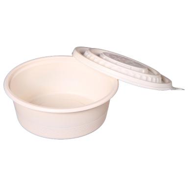 China Eco Friendly Food Container Hot Product Outlet Dining Box Diaposiable Round Cornstarch Dish Packaging Bowl With Lids for sale