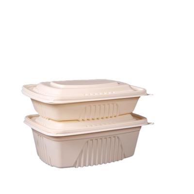 China Buckle 500ml Cornstarch Rectangle Lunch Box Degradable And Strong Food Boxes Food Containers Take Out Packaging Disposable Biodegradable for sale