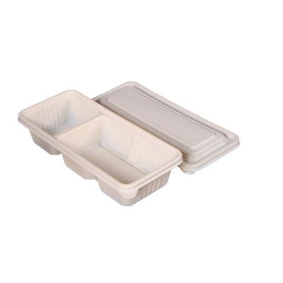 China Minimalist Top Block 530ml Bento Boxes Leakproof Corn Starch Disposable Dividing Lunch Box For Sale for sale