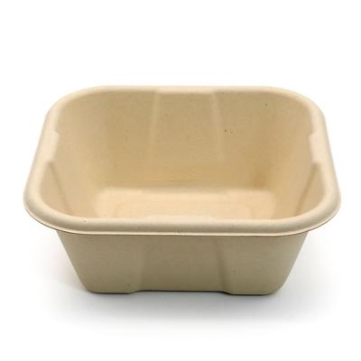 China Disposable Food Packaging Bagasse Tableware 165 Square Box Shallow Degradable Compostable Pulp for sale