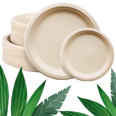 China Eco-friendly Multifunctional Professional Biodegradable Disc Dish Round Shape Pulp Dish Disposable Bagesse Dishes Disposable Dishes for sale