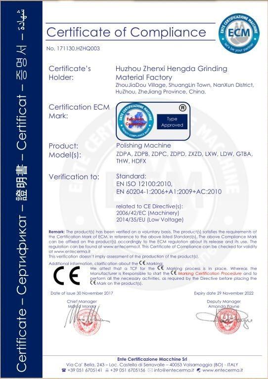 ISO9001 - Huzhou Zhenxi Hengda Grinding Material Factory