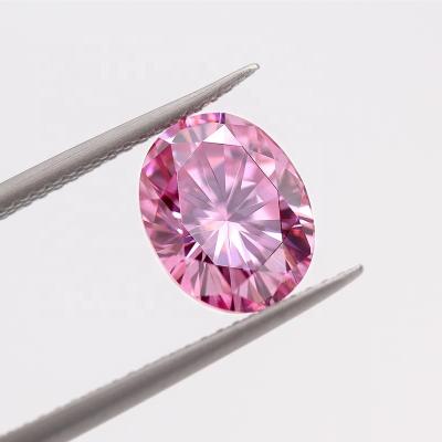 China Customization NON-DETERMINED Wholesale Moissanite Stone Oval Shape Plated Pink Color Moissanite Price Per Carat for sale