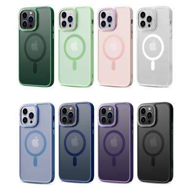 China New Design Matte Fashion Shockproof Style Transparent Magnetic Skin Sense Suction Mobile Phone Case For iPhone 11/12/13/14/15 for sale